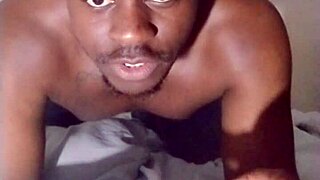 Spreading ass on new bed in jeans