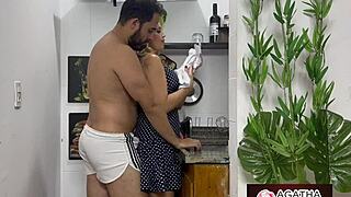 mom agatha gets kitchen cock pounding surprise from huge bbc