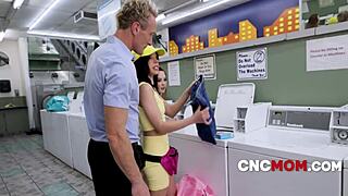 Freeuse laundromat milfs Aria Valencia Summer Hart get pounded