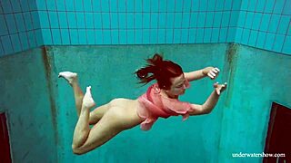 hot russian teen deniska strips naked underwater at the pool.