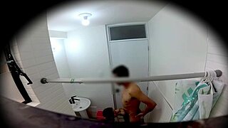 Skinny Mexican college girl orgasms in bathroom after party upskirt fun