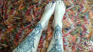 Oil drips on my feet ready for your jerk off
