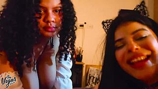 birthday bash turns into selena and diana tag-teaming my dick threesome