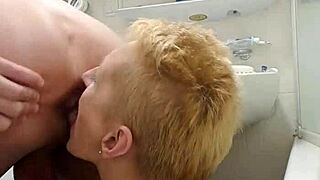 German MILF whore Sandra rims ass licks and facefucks