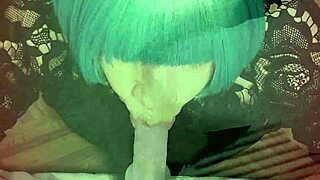 that sissy shemale slut gags sloppy on dick with fishnets and boots