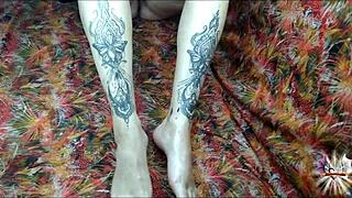Oil drips on my feet ready for your jerk off