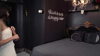 lady snow masturbates solo with dildo and golden shower