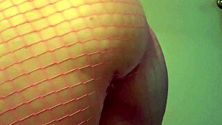 italian milf artemisia bounces her big real ass close-up in fishnets