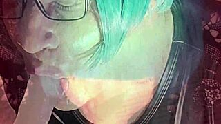 that sissy shemale slut gags sloppy on dick with fishnets and boots