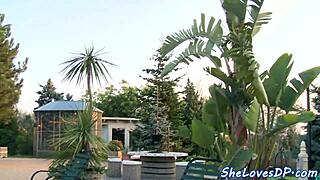 euro glam babe takes double anal banging while sucking cock hard!