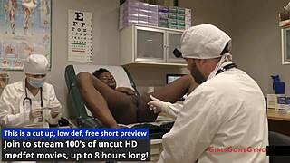 at the virginity clinic rina arem gets her shaved pussy stretched by toys