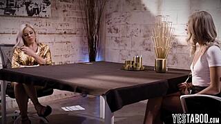 uhh i had to fuck this big tits lesbian interviewer desperate for the job