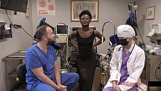 at the virginity clinic rina arem gets her shaved pussy stretched by toys