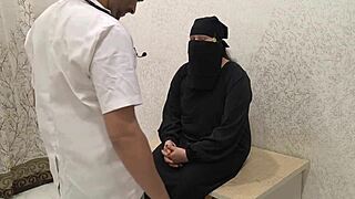 muslim patient bends over for doctor to fuck her wet pussy