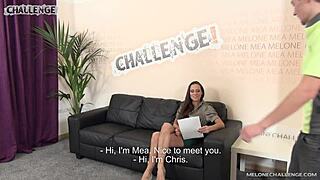 did this Czech newbie hold back cum for Mea Melone's rough deepthroat casting humiliation?
