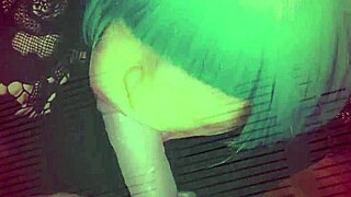 that sissy shemale slut gags sloppy on dick with fishnets and boots