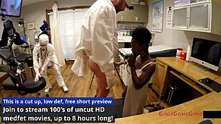at the virginity clinic rina arem gets her shaved pussy stretched by toys
