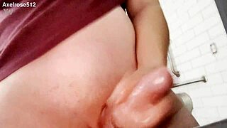 this guy strokes his huge cock outdoors in public view