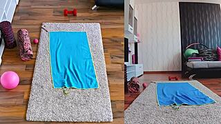 double curvy asses spread in naked yoga workout heat?