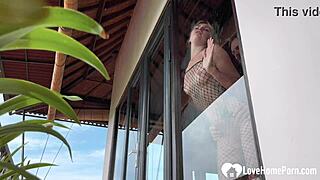 Blonde's Early Morning Standing Doggy and Kneeling Blowjob Cumshot!