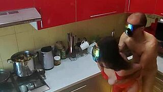 mature milf gets roughly fucked on hidden kitchen cam