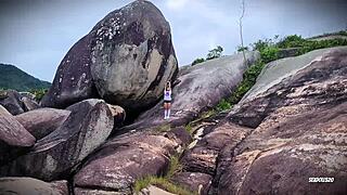 Adorable tattooed teen deepthroats then pussy licked bent over public pov