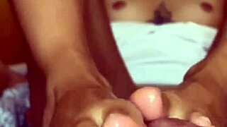 cumming on this tiny latina's 18+ feet after her footjob was insane