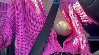 italian milf artemisia love flashes juicy tits on car ride