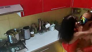 mature milf gets roughly fucked on hidden kitchen cam