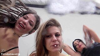 These brazen girls SPIT all over your face in group humiliation!