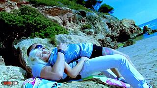milky cooper's ass fucked rough by french stud beachside