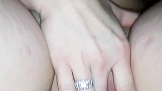 real amateur chubby wife masturbates her shaved wet pussy while moaning horny