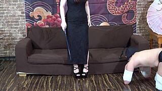 volunteer slaves punished with strapon riding and physical femdom mods!