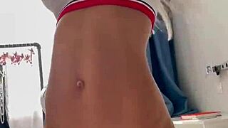 Hot Monika Fox STRIPS Sport Outfit Teasing Pierced Nipples Free