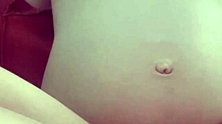 pregnant milf babe rubs her natural tits pussy solo