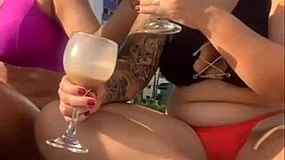 Lonely Milf Flashes on African Beach Without Husband Knowing