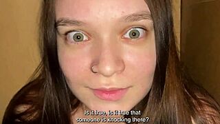 Frightened Stepdaughter Sucks Stepdad's Big Cock In Closet Hideaway