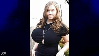 horny bbw milf with massive braless tits shakes her chubby curves everywhere
