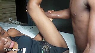 curvy ebony bodybuilder shakes fat ass in bedroom early morning domination