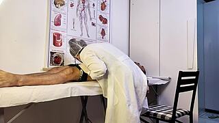 Patient hardens up right in front of hot nurse exam