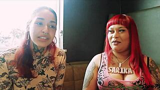 Tattoo artist Carmen heats Sipnplay with lesbian ebony latina play