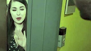 lucky guy toyed hard by asian brunette hotel staff 3some