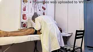 Patient hardens up right in front of hot nurse exam