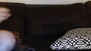 Blonde Bimbo with Big Silicone Tits Toys Herself on Webcam