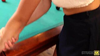 gorgeous brunette stuck desk begs daddy doggystyle pounding