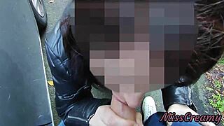 dickflash between cars on street - hot girl handjobs me to cum risky!