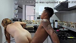 blonde latina puta sucks cock in kitchen then takes cum on ass part 2