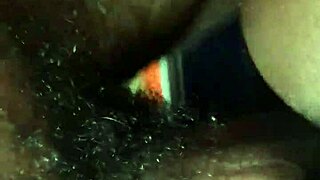 damn ebony teen sneaks curved monster cock while fam next door