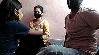 stepsis best friend threesome creampie ride with horny hindi moans