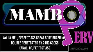 aylla mel's perfect brazilian ass double penetrated anally by two monster cocks with dirty bj
